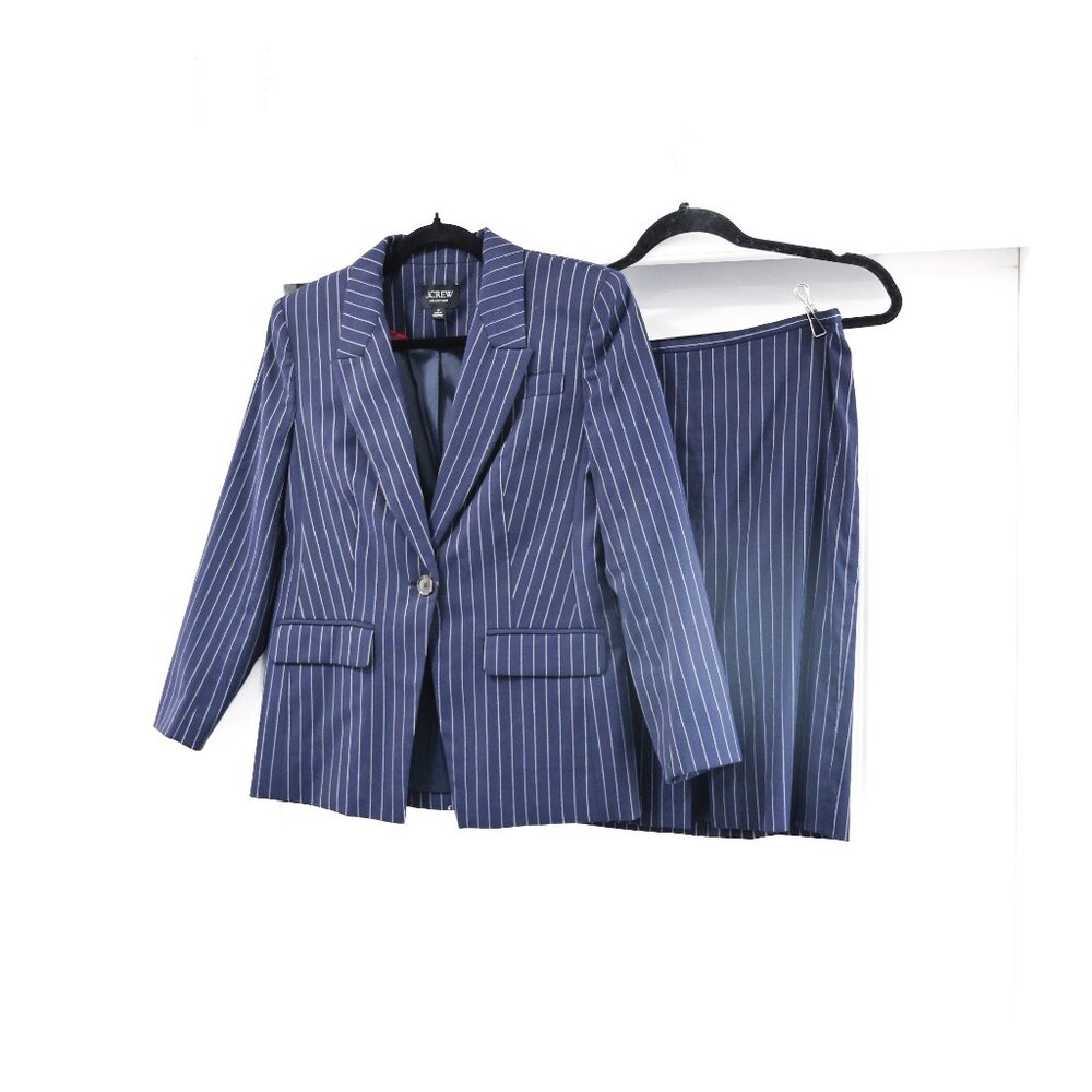 J. Crew Size 2P / 2 Pinstripe Blazer and Skirt Set Navy